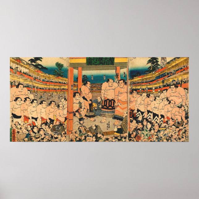 Affiche Tournoi de Sumô Utagawa Kunisada 1829 (Devant)
