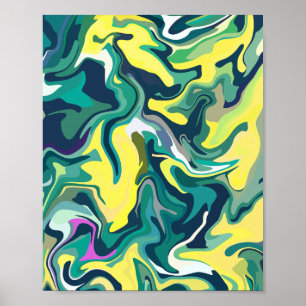 Affiche Tournoyants Abstraits Vibrants en Jaune et Vert