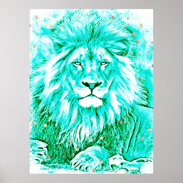 Affiche *~* Tourquoise Art Artistique Céleste LION AP23 (Devant)