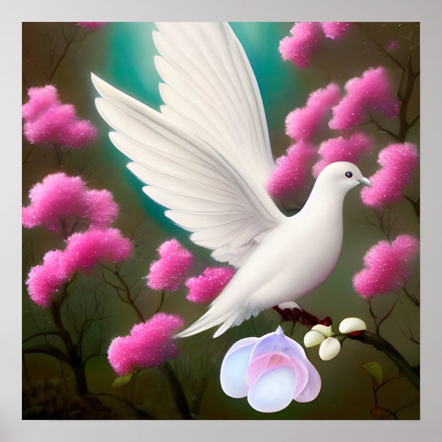 Affiche Tourterelle surréaliste (Devant)