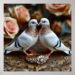 Affiche Tourterelles de mariage