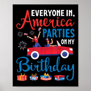 Affiche Tous En Amérique Fête À Mon Anniversaire Juillet 4