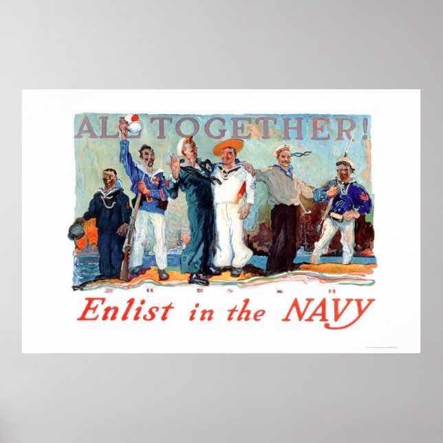 Affiche Tous Ensemble ! enrôler dans la marine (US02280B) (Devant)