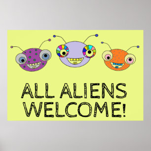 Affiche TOUS LES ALIENS ACCUEILLENT D'adorables Aliens col