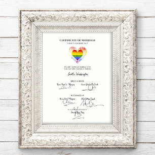 Affiche Tous les certificats de Mariage LGBT Pride Rainbow