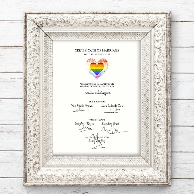 Affiche Tous les certificats de Mariage LGBT Pride Rainbow (Créateur téléchargé)