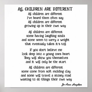 Affiche TOUS LES ENFANTS SONT DES POèmes DIFFÉRENTS