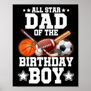 Affiche Tous Les Étoiles Papa De L'Anniversaire Boy Basket