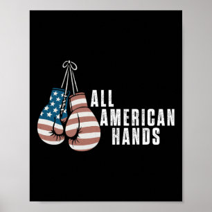 Affiche Tous les gants de boxe mains américaines Drapeau a