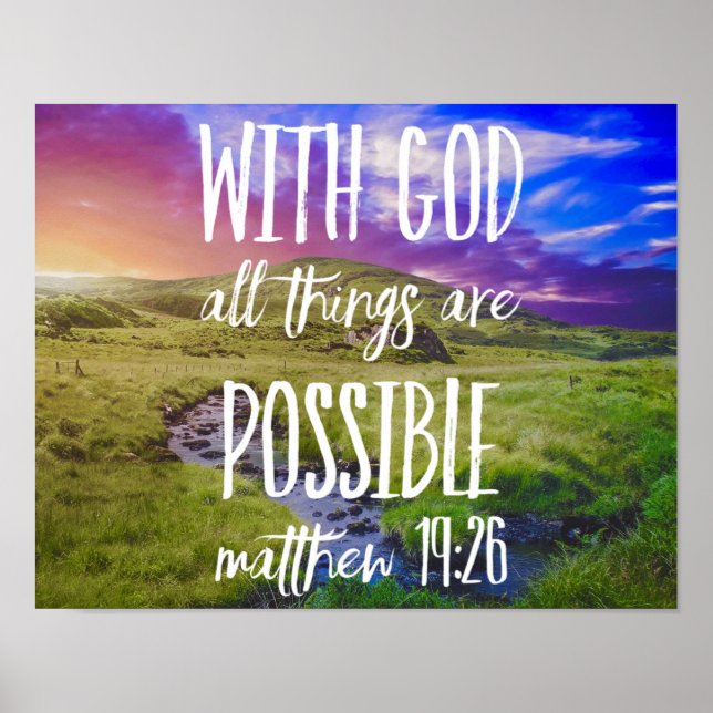Affiche Tous les Things Are Possible Bible Versets Scriptu (Devant)