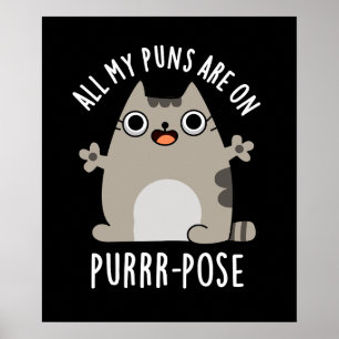 Affiche Tous Mes Puns Sont Sur Purr-pose Drôle Pun Chat Da