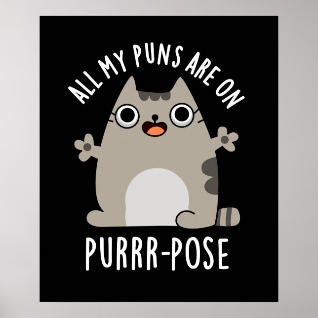 Affiche Tous Mes Puns Sont Sur Purr-pose Drôle Pun Chat Da (Devant)