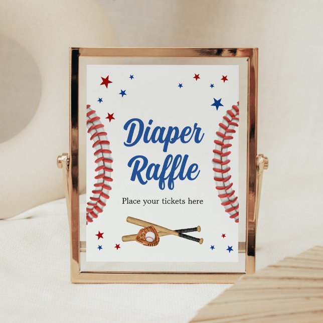 Affiche Tous Star Baseball Baby shower Déchets Raffle (Sports Baby Shower Diaper Raffle Sign)