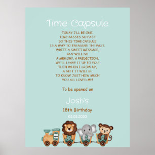 Affiche TOUT À BORD Train Fiesta 1er Anniversaire Heure Ca