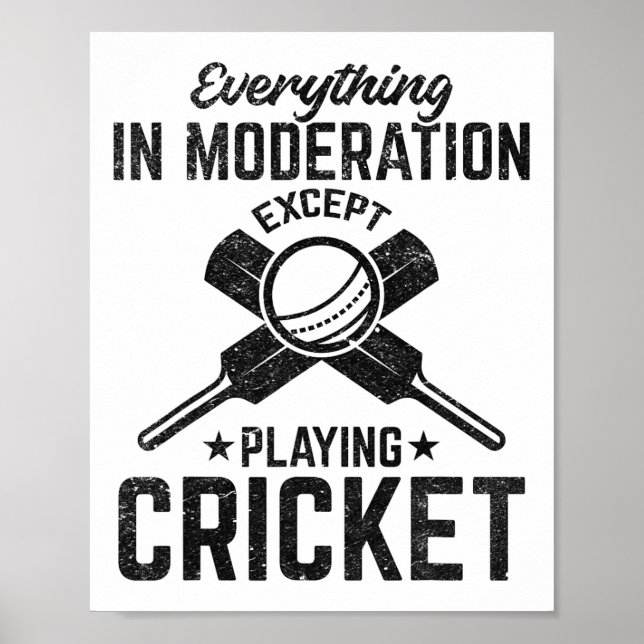 Affiche Tout avec modération sauf jouer au cricket  (Devant)