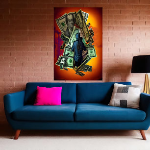 Affiche Tout ce dont j'ai besoin, c'est d'argent AI Art