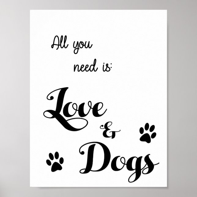 Affiche Tout ce dont vous avez besoin est Amour et Chiens  (Devant)