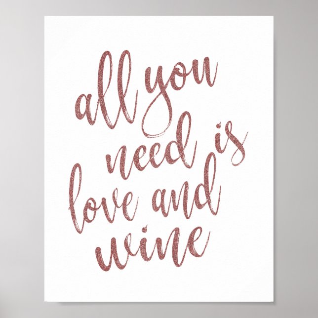 Affiche Tout ce dont vous avez besoin est Love and Wine Ro (Devant)