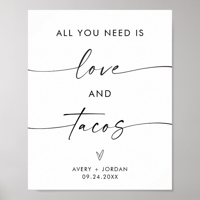 Affiche Tout ce dont vous avez besoin est Love & Tacos Mar (Devant)