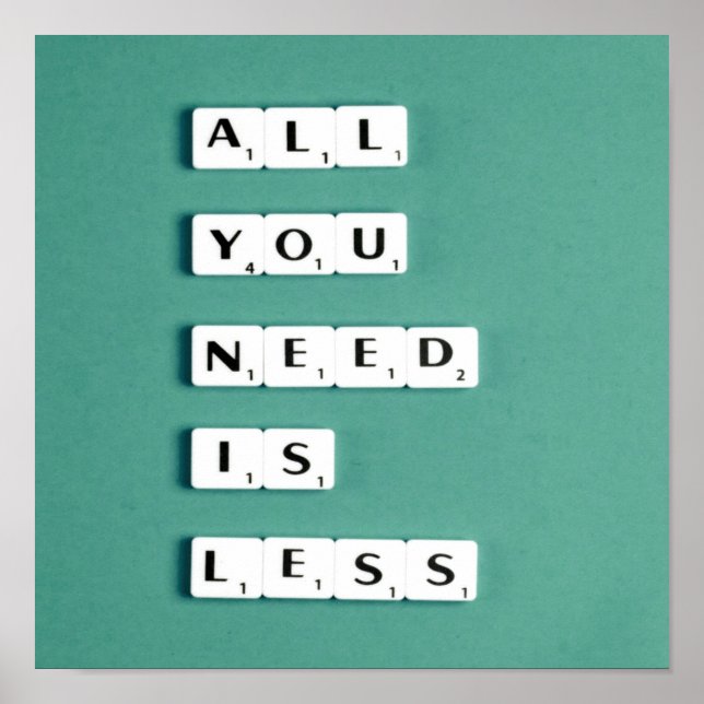 Affiche Tout ce dont vous avez besoin est MOINS, minimalis (Devant)