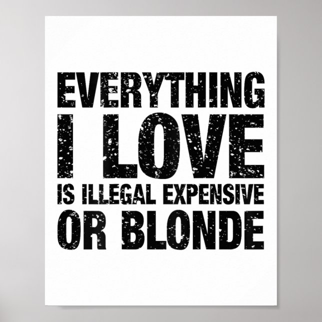 Affiche Tout Ce Que J'Aime Est Illégal Cher Ou Blonde (Devant)