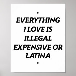 Affiche Tout Ce Que J'Aime Est Illégal Cher Ou Latina (