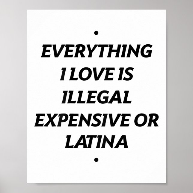 Affiche Tout Ce Que J'Aime Est Illégal Cher Ou Latina ( (Devant)