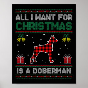 Affiche Tout Ce Que Je Veux Pour Noël, C'Est Un Doberman U