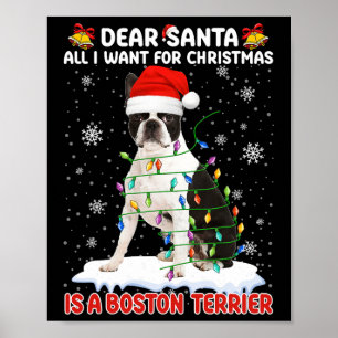 Affiche Tout Ce Que Je Veux Pour Noël Est Boston Terrier P