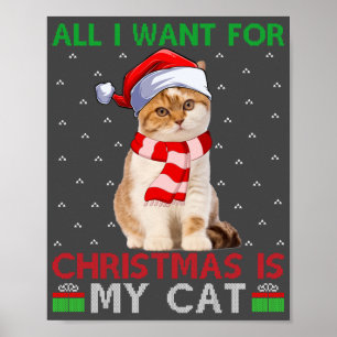 Affiche Tout Ce Que Je Veux Pour Noël Est Mon Chat Vilain