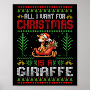 Affiche Tout Ce Que Je Veux Pour Noël Est Une Girafe - Mau