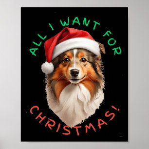 Affiche Tout Ce Que Je Veux Pour Noël ! Pour Shetland Shee