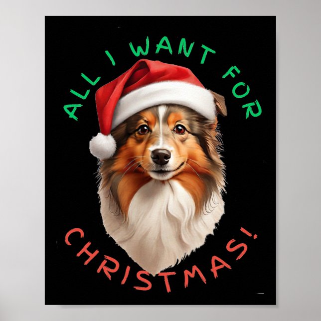 Affiche Tout Ce Que Je Veux Pour Noël ! Pour Shetland Shee (Devant)