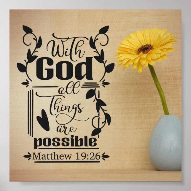 Affiche Tout Est Possible | Matthieu 19:26 (Devant)