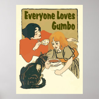 Affiche Tout le monde aime Gumbo Vintage Chat Signal