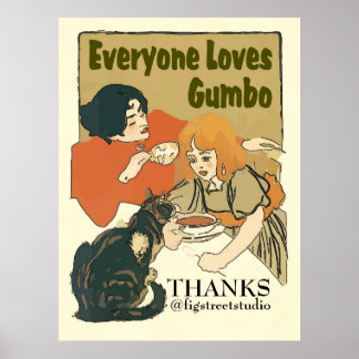 Affiche Tout le monde aime Gumbo Vintage Chat Signal