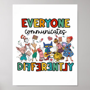 Affiche Tout le monde communique différemment Livre drôle