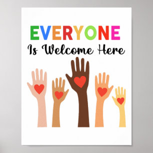 Affiche Tout le monde est le bienvenu ici enseignant