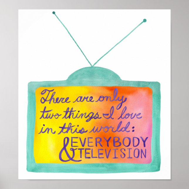 Affiche Tout le monde et la télévision (turquoise et viole (Devant)