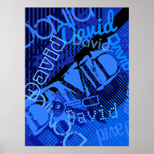 Affiche Tout nom personnalisable créatif bleu