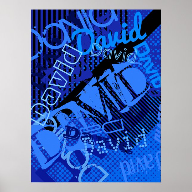 Affiche Tout nom personnalisable créatif bleu (Devant)