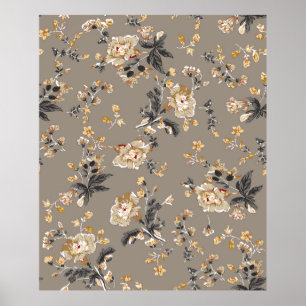 Affiche Tout sur les fleurs motif sur la fleur de fond bru