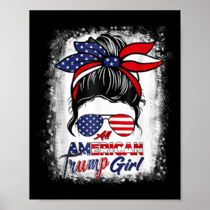 Affiche Toute Américaine Trump Girl 4 juillet Messy Bun Pr