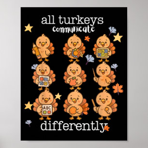 Affiche Toutes les dindes communiquent différemment Thanks