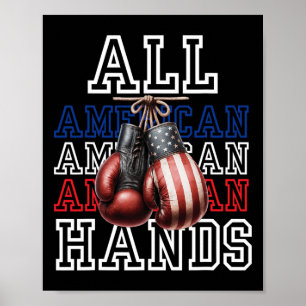 Affiche Toutes les mains américaines Usa Drapeau Boxe Gant