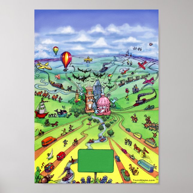 Affiche Toutes les routes mènent à Austin Texas (Devant)