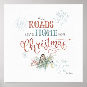 Affiche Toutes les routes mènent à la maison pour Noël