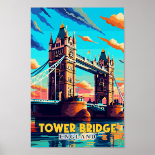 Affiche Tower Bridge Angleterre Travel Art Vintage