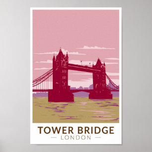 Affiche Tower Bridge London Travel Art Vintage