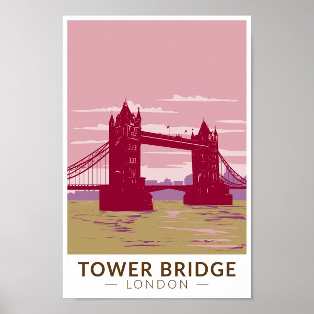 Affiche Tower Bridge London Travel Art Vintage (Devant)